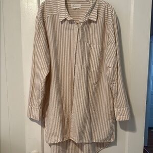 Striped Beige anthro Shirt XL